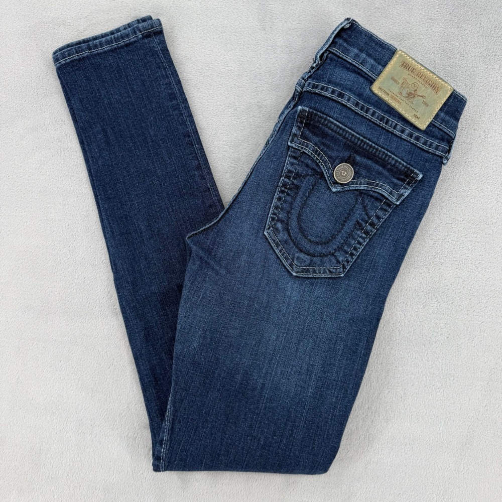 True Religion Serena Skinny Jeans Size 25 Made In USA Dark Wash Stretch Low Rise